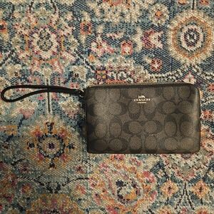 Coach Dark Brown Signature Wristlet